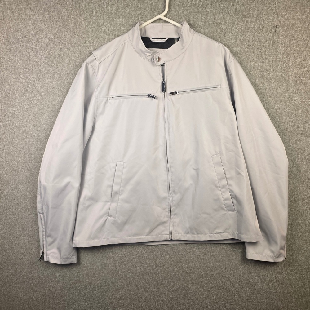 Karl Lagerfeld Paris Mens Light Grey Full Zip Racer Jacket XXL 54925 NEW